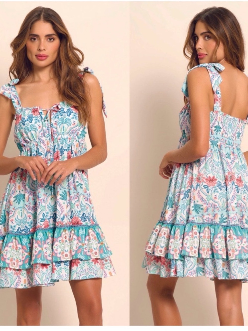 Cosita Linda- Boho Paisley Summer Sundress in Teal & Coral New With Tags -Small